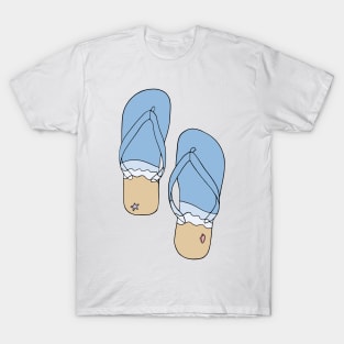 Beach Bum Ocean Waves Flip Flop Illustration T-Shirt